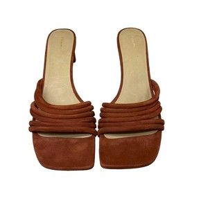 NEW Frame Le Tonga Mules Slides Brick Brown Heels 40.5 / 10 Strappy Sandals